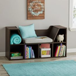 Reading Nook and Storage Bookcase;  Dark Maroon