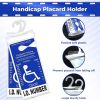 Handicap Placard Holder for Auto 10.6" x 5" with Large Hanger;  Ultra Transparent Disabled Parking Placard Protector;  2 Pack