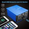 VOLTCUBE 400W Power Inverter 12V DC to 110V AC Converter with 4.8A Dual USB Car Adapter with 2 Independent AC outlets (Blue)