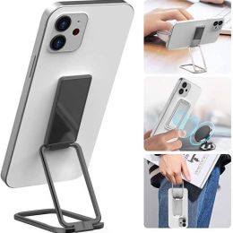 Foldable Mobile Phone Holder Ring Buckle Retractable Desktop CellPhone Stand Car Magnetic Bracket Office Accessories (Color: A Black, Style: Bagged)