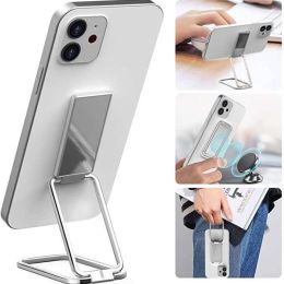 Foldable Mobile Phone Holder Ring Buckle Retractable Desktop CellPhone Stand Car Magnetic Bracket Office Accessories (Color: A Silver, Style: Bagged)