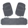 New Heavy Duty Rubber 3pc Car Floor Mats All Weather Season Nibbed Backing Liner