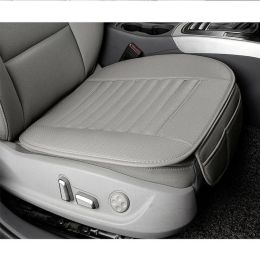 Leather Car Front Bucket Seat Cover Bottom Pad Mat Cushion Protector Universal (Color: Gray)