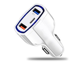 3 Port Fast Charge 3.0 Car Charger (Color: White)