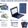 Passport Holder with Vaccine Card Slot Holder for Men & Women, Waterproof PU Leather, Dark Blue